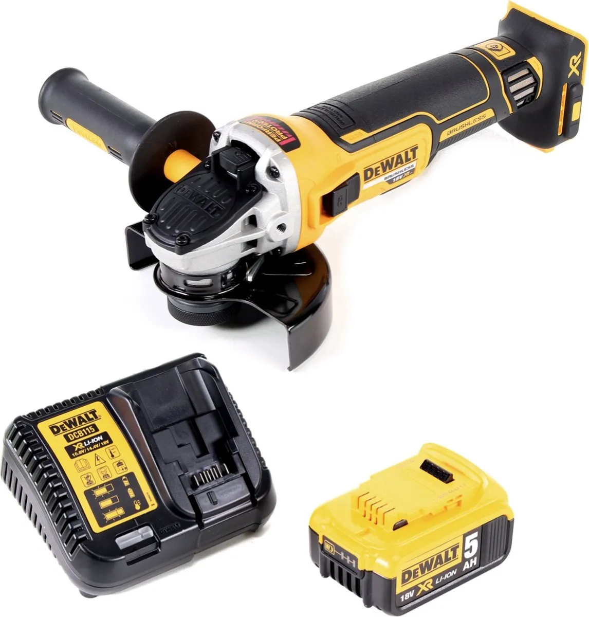 DeWalt DCG405 P1 Haakse Slijper 18V 125mm - Borstelloos - 5.0Ah Accu - afbeelding 3 van 5