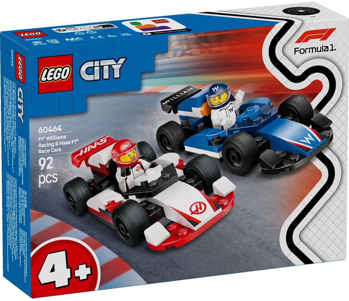 LEGO City F1 Williams Racing en Haas F1 racewagens - 60464