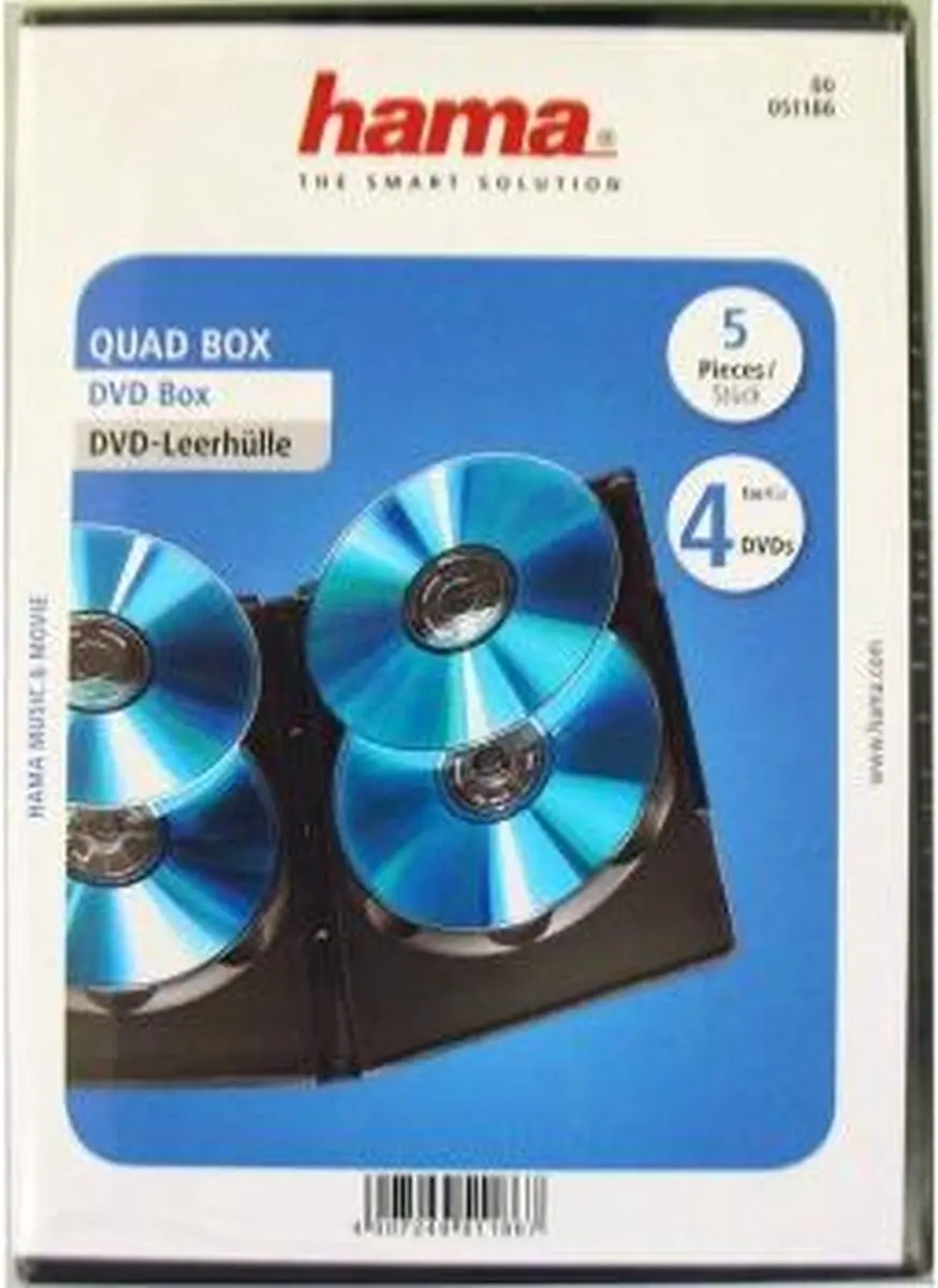 Hama DVD Quad Box 25 Vakken - 5-Pack Zwart
