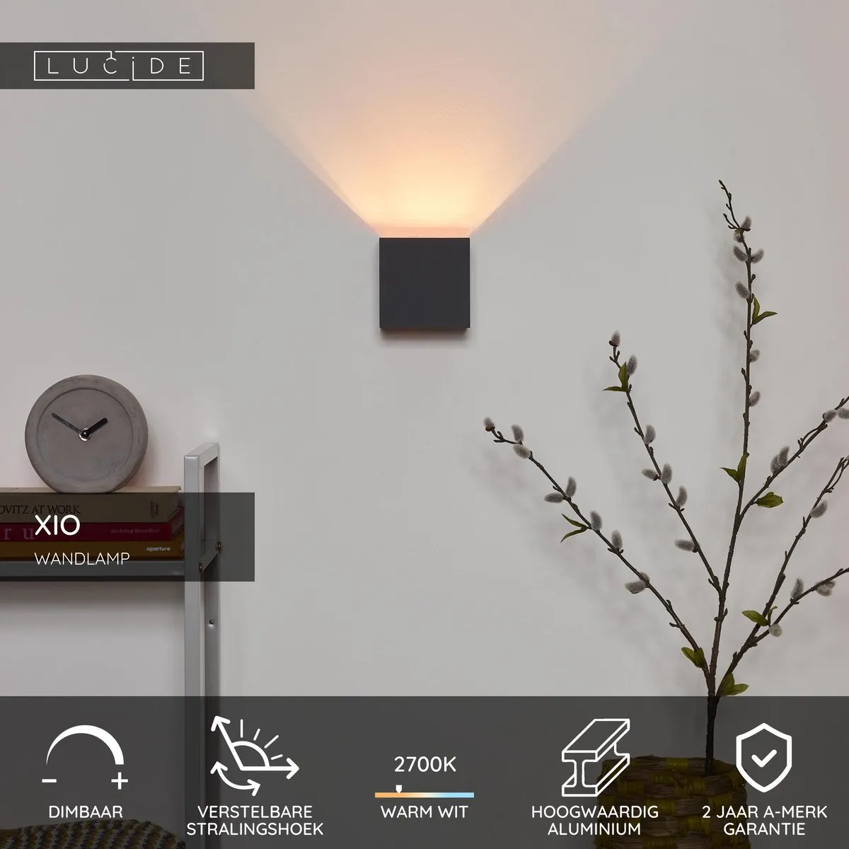 Lucide XIO Wandlamp LED Dimbaar G9 2700K - Grijs