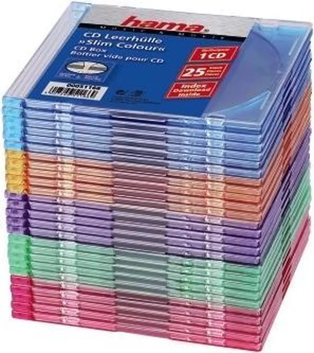 Hama CD Box Slim 25 Stuks - 5 Kleuren - MPN 00051166