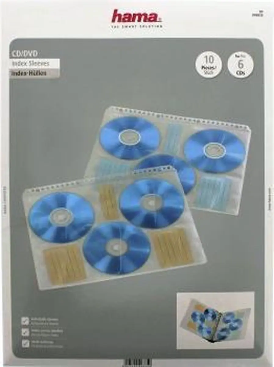 Hama Cd-Rom Index-Hoezen 49835 - 10 vakken - 60 kaarten