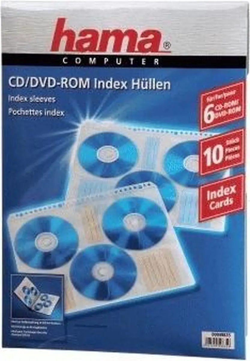 Hama Cd-Rom Index-Hoezen 49835 - 10 vakken - 60 kaarten