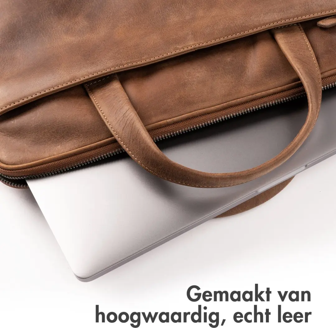 Accezz Leren Laptoptas 16 inch - Cognac