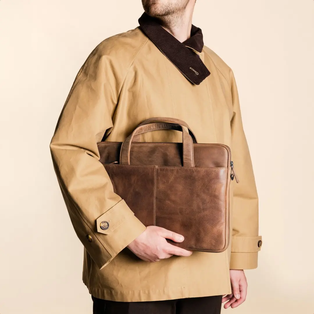 Accezz Leren Laptoptas 16 inch - Cognac