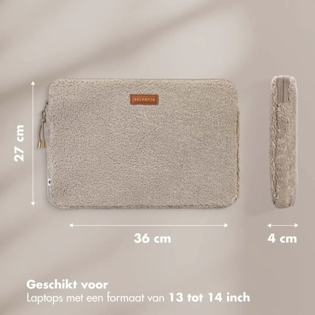Selencia Teddy Sleeve Laptophoes 14" - Sand