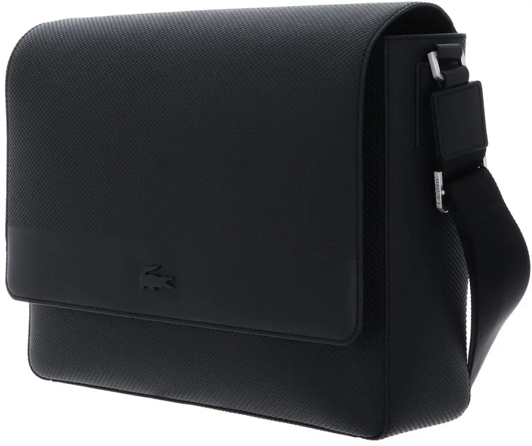 Lacoste NH5263CE 000 Leren Messenger Bag - 13 inch - Noir