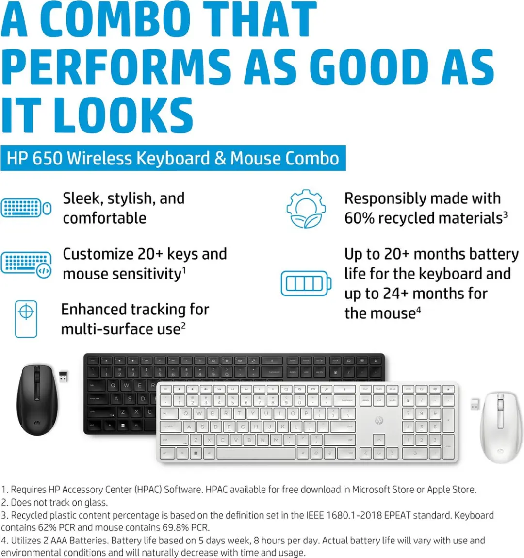HP 650 Draadloos Toetsenbord & Muis Combinatie AZERTY - Zwart