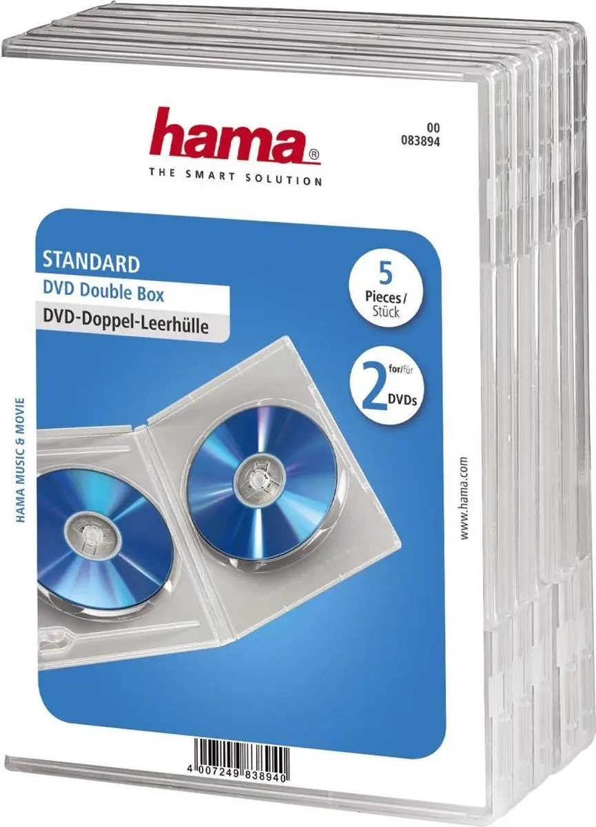 Hama DVD Dubbele Box 5 Stuks - Transparant