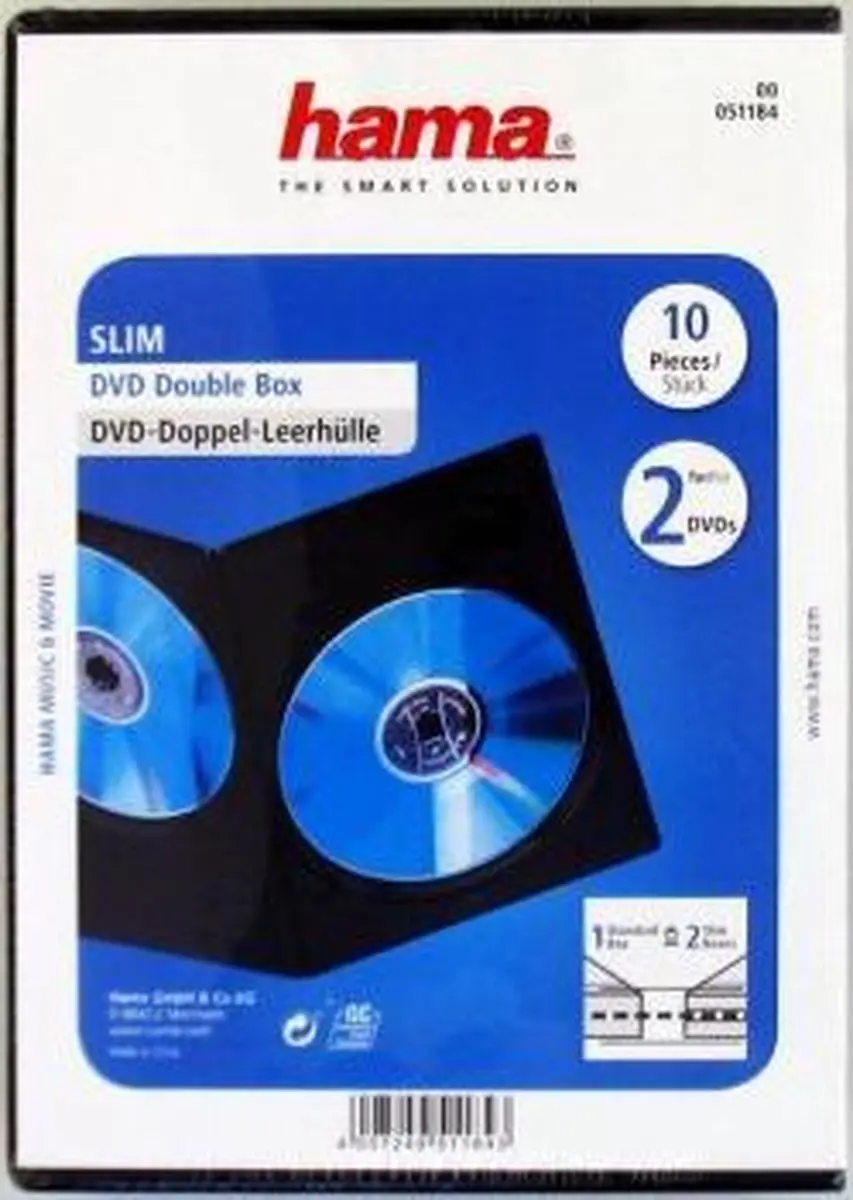 Hama Dvd Slim Box Dubbel - 25 Vakken - 10 Stuks
