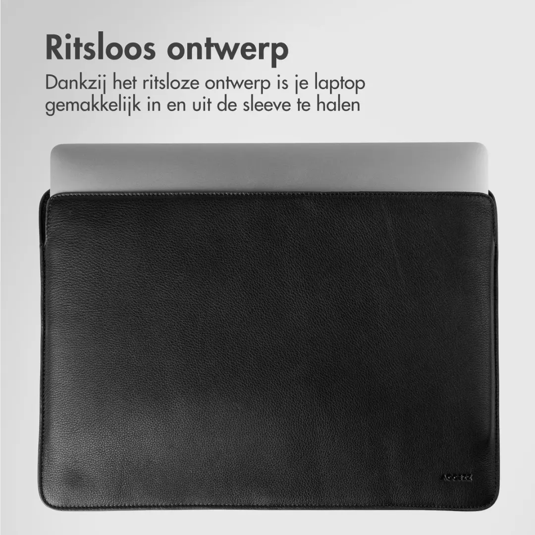Accezz Leather Laptophoes 14" - Zwart