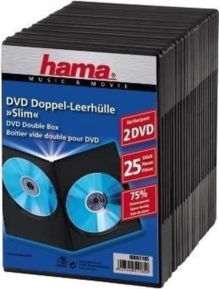 Hama DVD Double Jewel Cases 25 Stuks - 51185 - Zwart