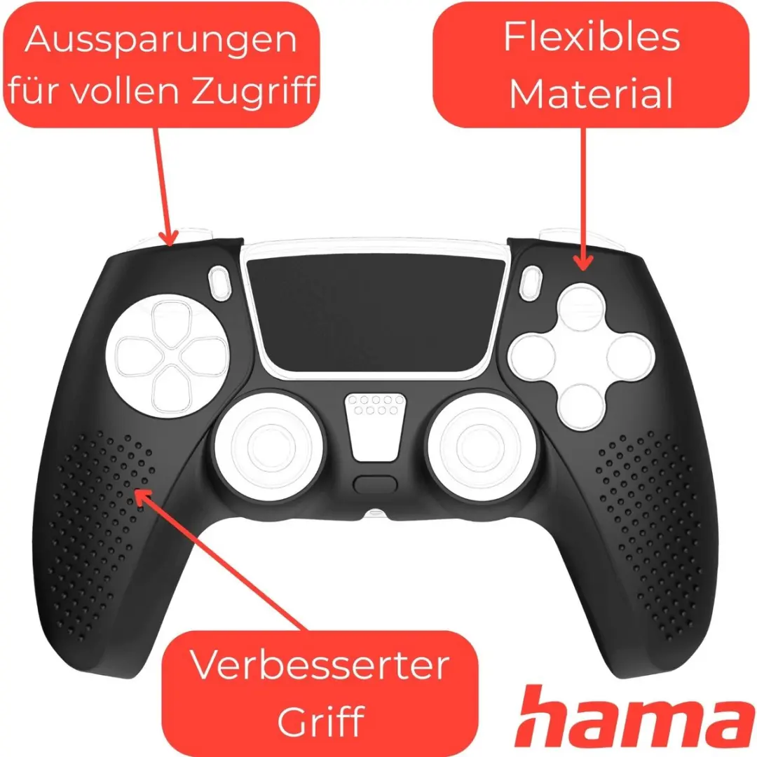Hama Siliconen Skin Beschermhoes voor Sony PS5 Controller - Black