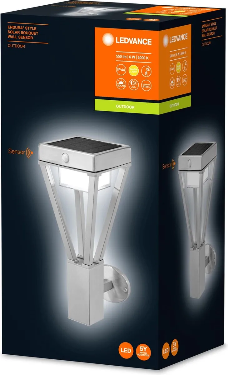LEDVANCE Endura Style Solar Bouquet Wandlamp 6W - Warm Wit - IP44 - Stahl