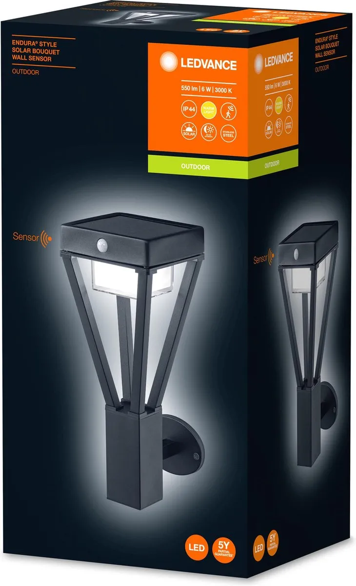 LEDVANCE Endura Style Solar Bouquet Wandlamp 6W - Warm Wit - IP44 - Stahl