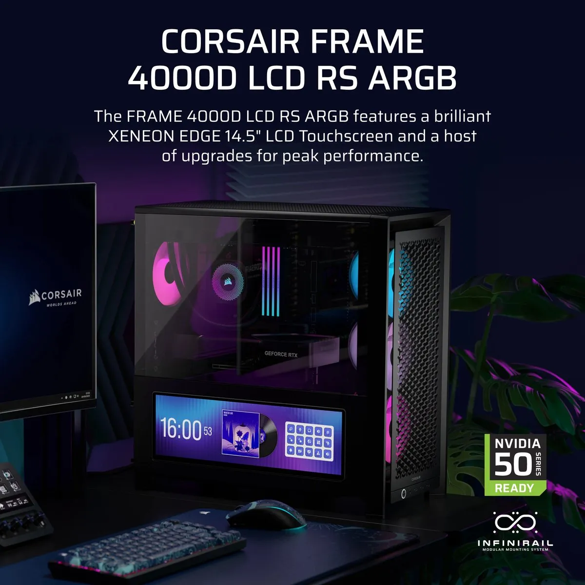 Corsair FRAME 4000D LCD Midi Tower - CC-9011326-WW Zwart