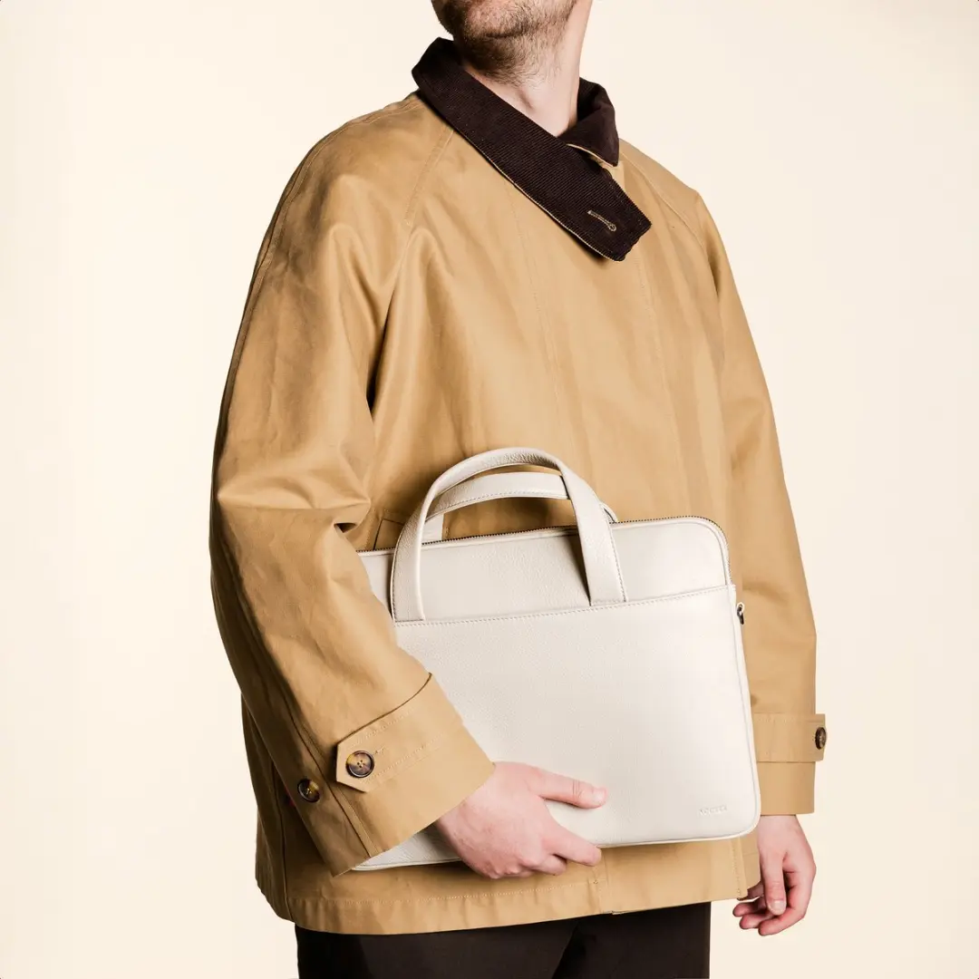 Accezz Leren Laptoptas tot 16 inch - Beige