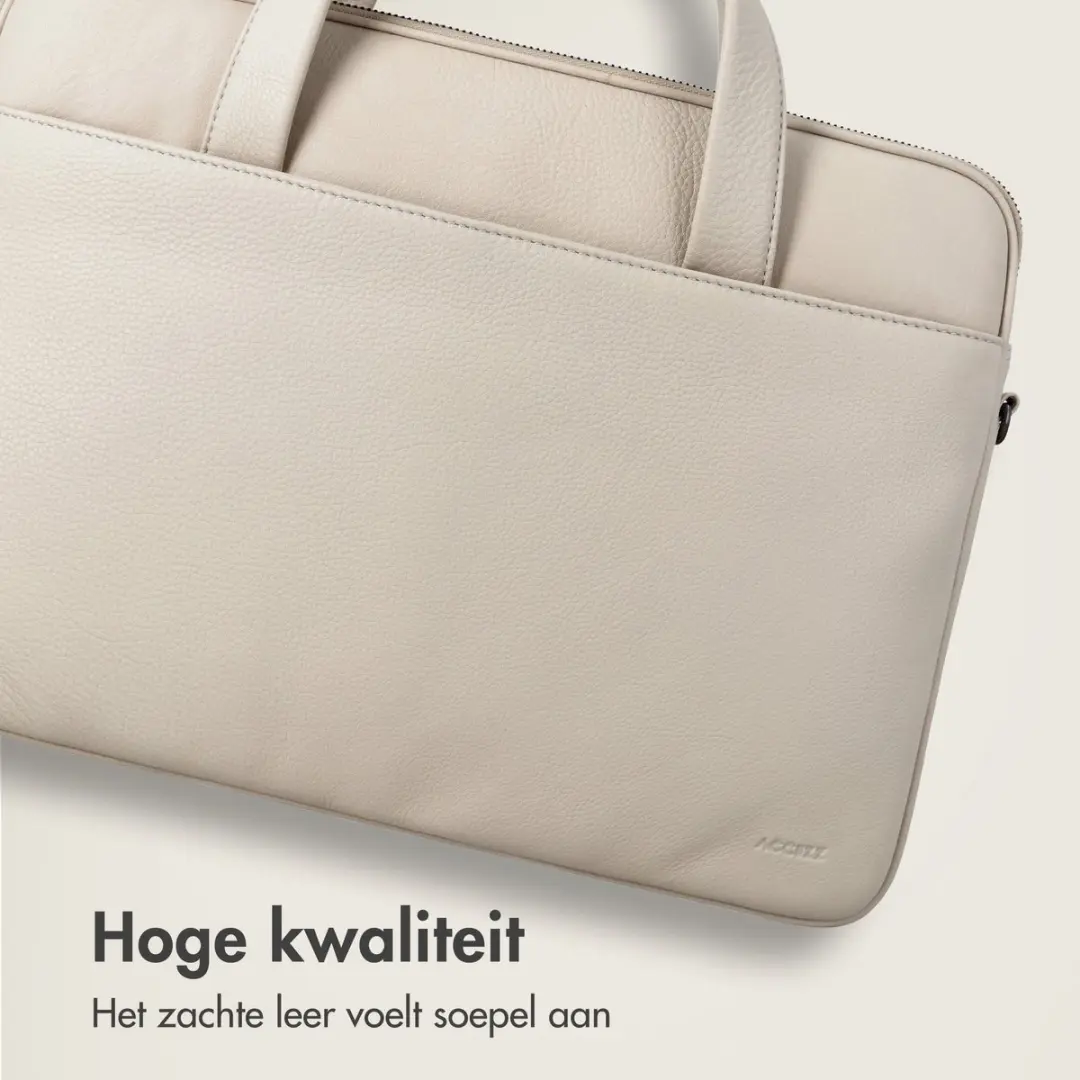 Accezz Leren Laptoptas tot 16 inch - Beige
