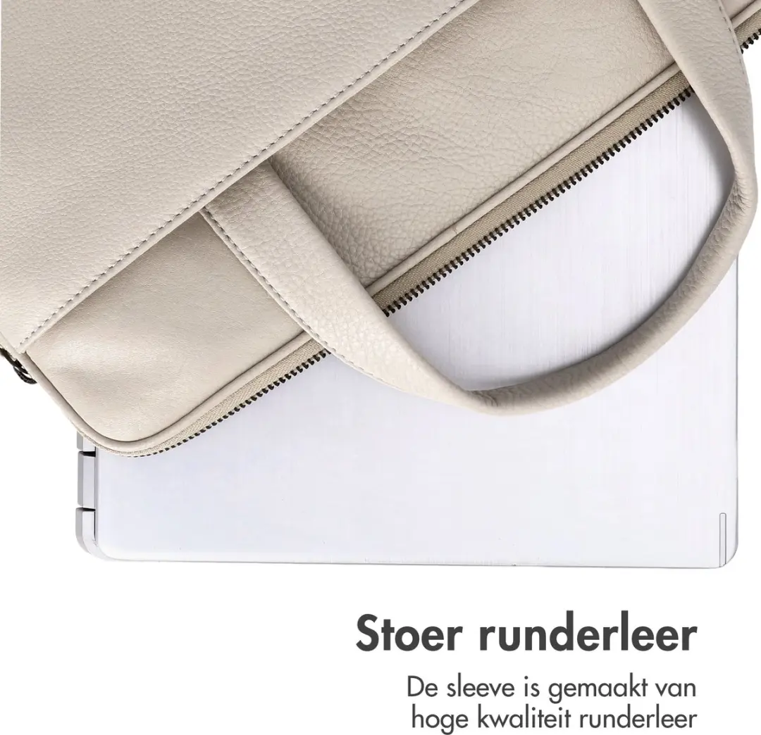 Accezz Leren Laptoptas tot 16 inch - Beige