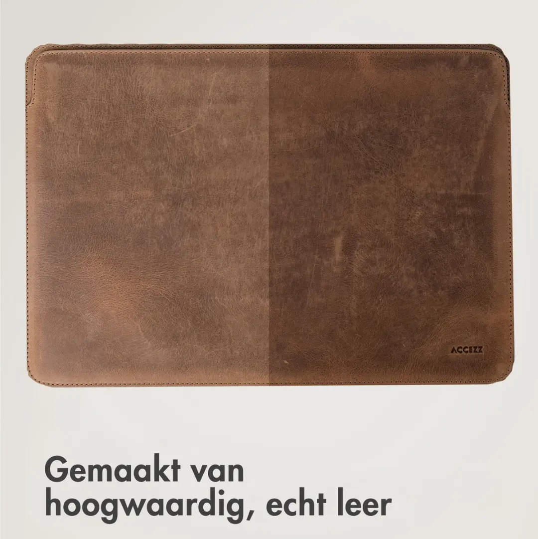 Accezz Leather Laptophoes 15 inch - Cognac
