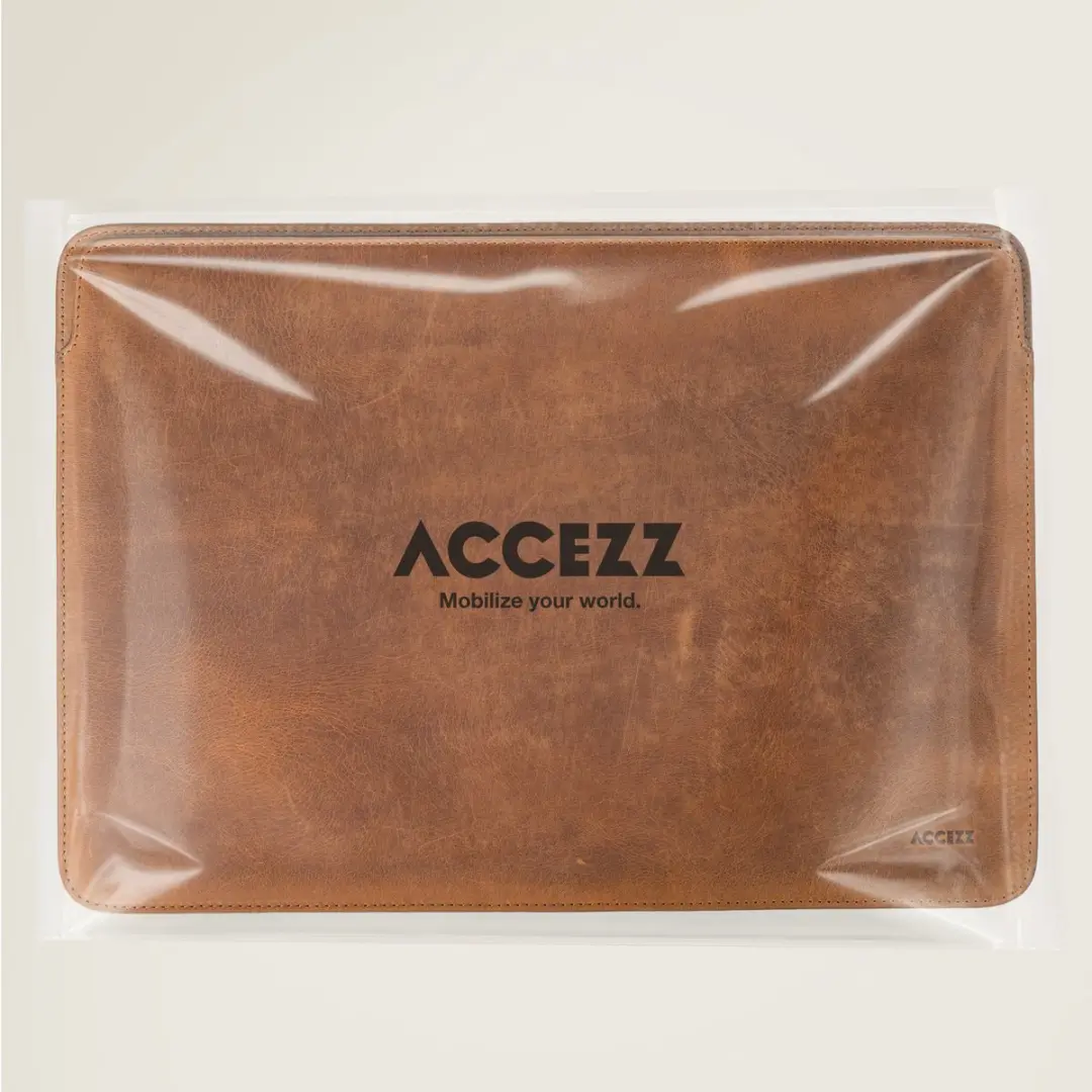 Accezz Leather Laptophoes 15 inch - Cognac - afbeelding 6 van 6