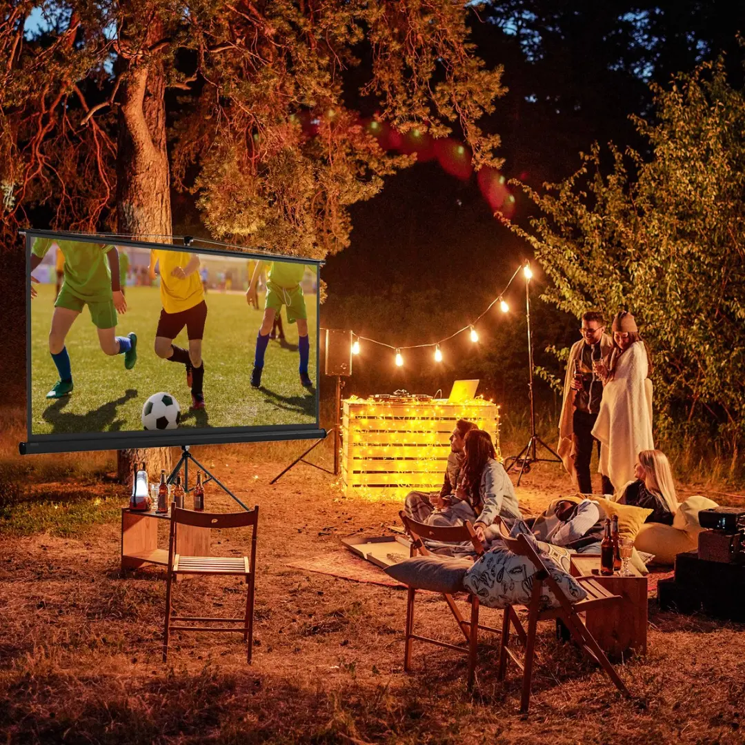 ECTEATOY Projectiescherm 100 Inch - 4K HD 16:9 - Hoogteverstelbaar Statief - Zwart