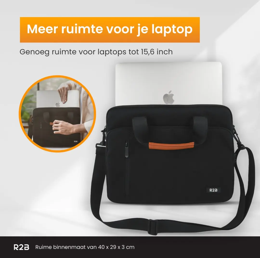 R2B Almere Laptoptas 15.6 inch - 4 Vakken - Zwart