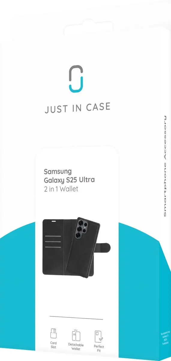 Just in Case Samsung Galaxy S25 Ultra Hoesje - Pasjeshouder 2-in-1 Zwart