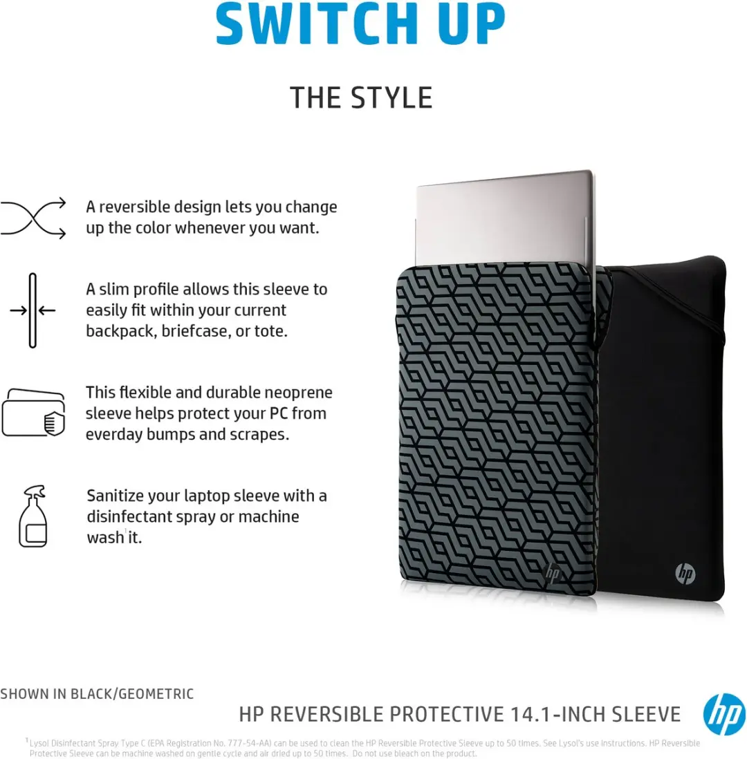 HP 14 ReversP Sleeve 2F2J1AA - 14 inch - Zwart/Zilver