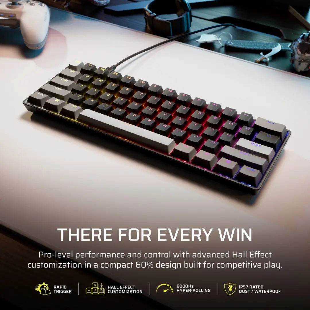 Corsair Clipper Pro Mini 60 Hall-effect Gamingtoetsenbord - Zwart
