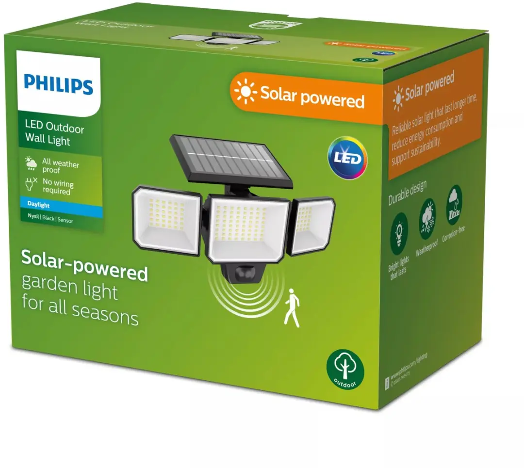Philips Nysil Solar Straler 8.7W 1000 Lumen - 3 Stuks - Zwart