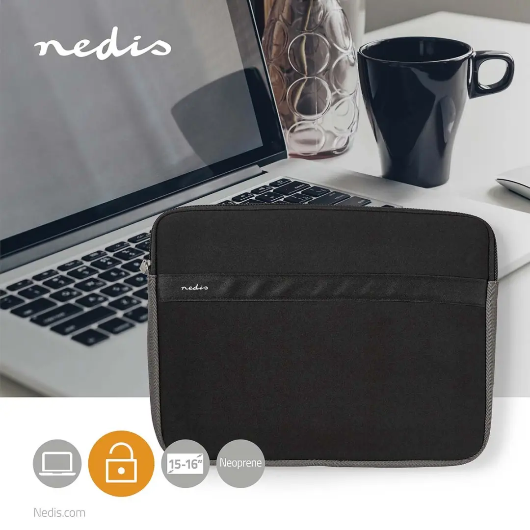Nedis Notebookhoes NBSE15100BK 15" - Antraciet - Neopreen