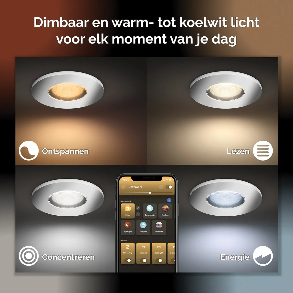 Philips Hue Xamento Inbouwspot RGBW 9.3cm - Chroom