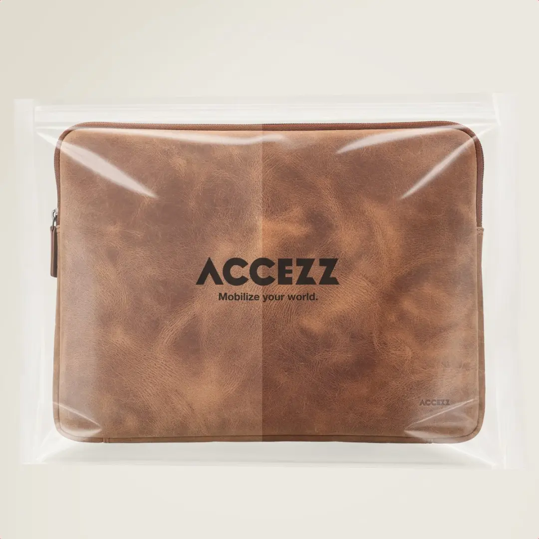Accezz Leather Laptop Sleeve 14" - Cognac - afbeelding 6 van 6