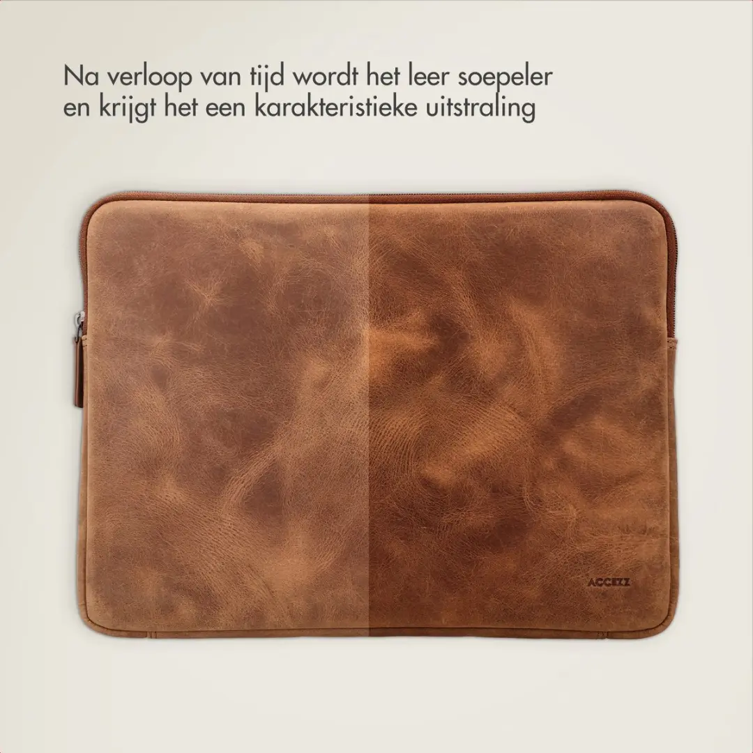 Accezz Leather Laptop Sleeve 14" - Cognac