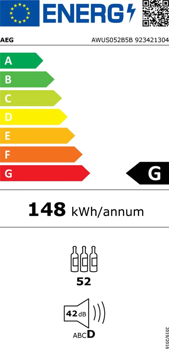 AEG AWUS052B5B Inbouw Wijnkoeler - 145L - 5 Plateaus - Zwart