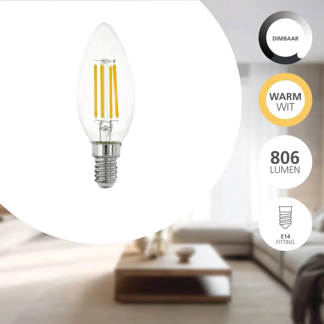 Eglo LED Lamp E14 806lm 2700K - Warm wit - Ø3.5cm