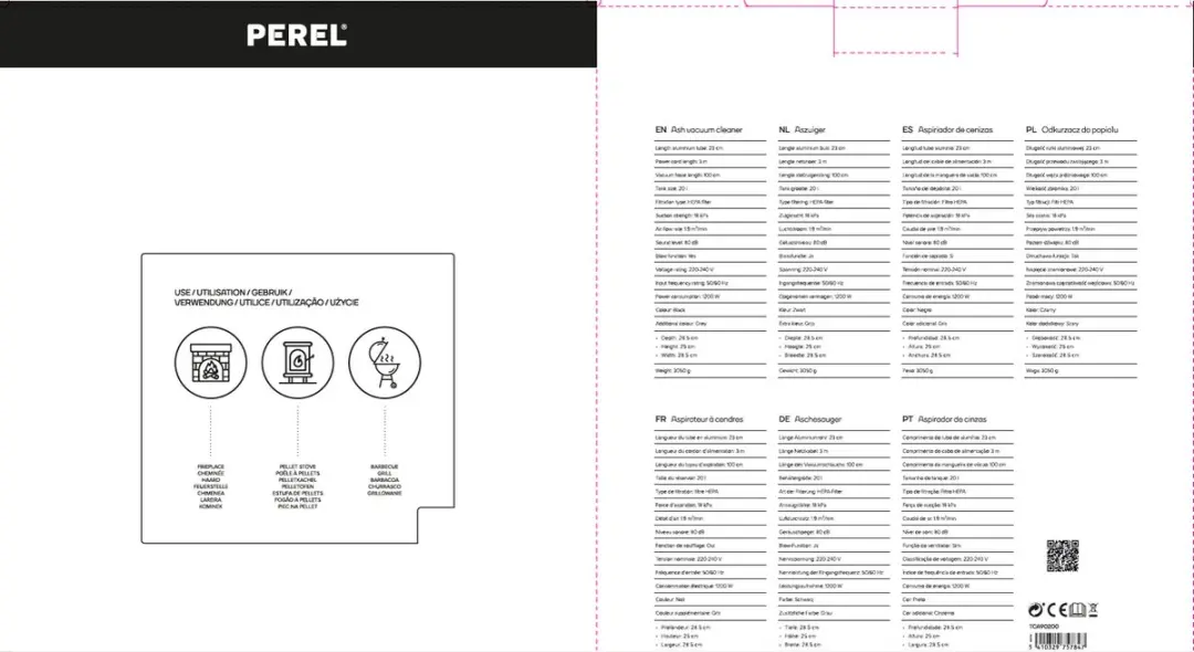 Perel TCA90200 Stofzuiger - 1200W 20L HEPA