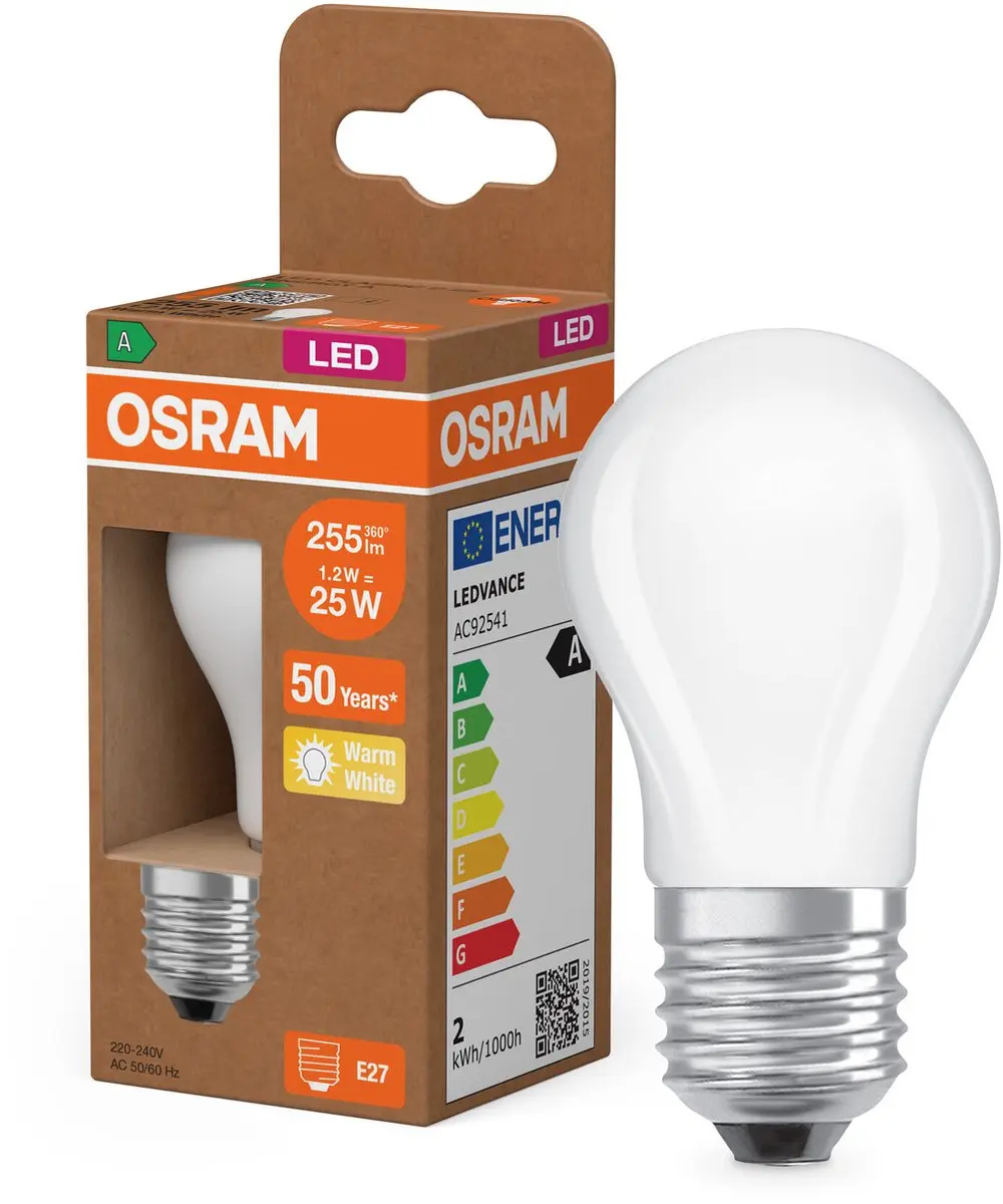 Osram LED Classic E27 Peer Filament 1.2W 255lm - Zeer Warm Wit