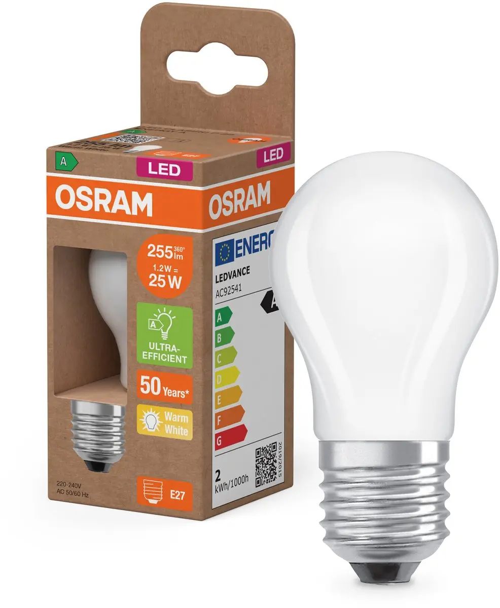 Osram LED Classic E27 Peer Filament 1.2W 255lm - Zeer Warm Wit