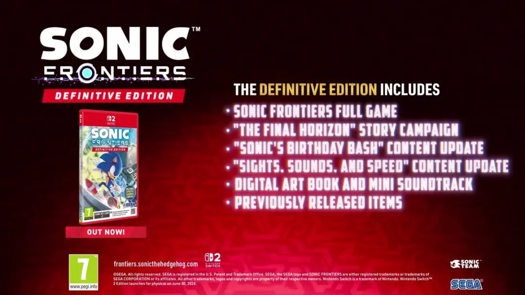 Sega Sonic Frontiers Definitive Edition - Nintendo Switch 2