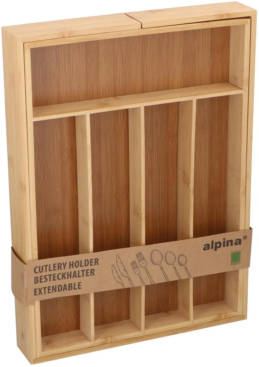 Alpina Bamboe Uitschuifbare Besteklade Organizer