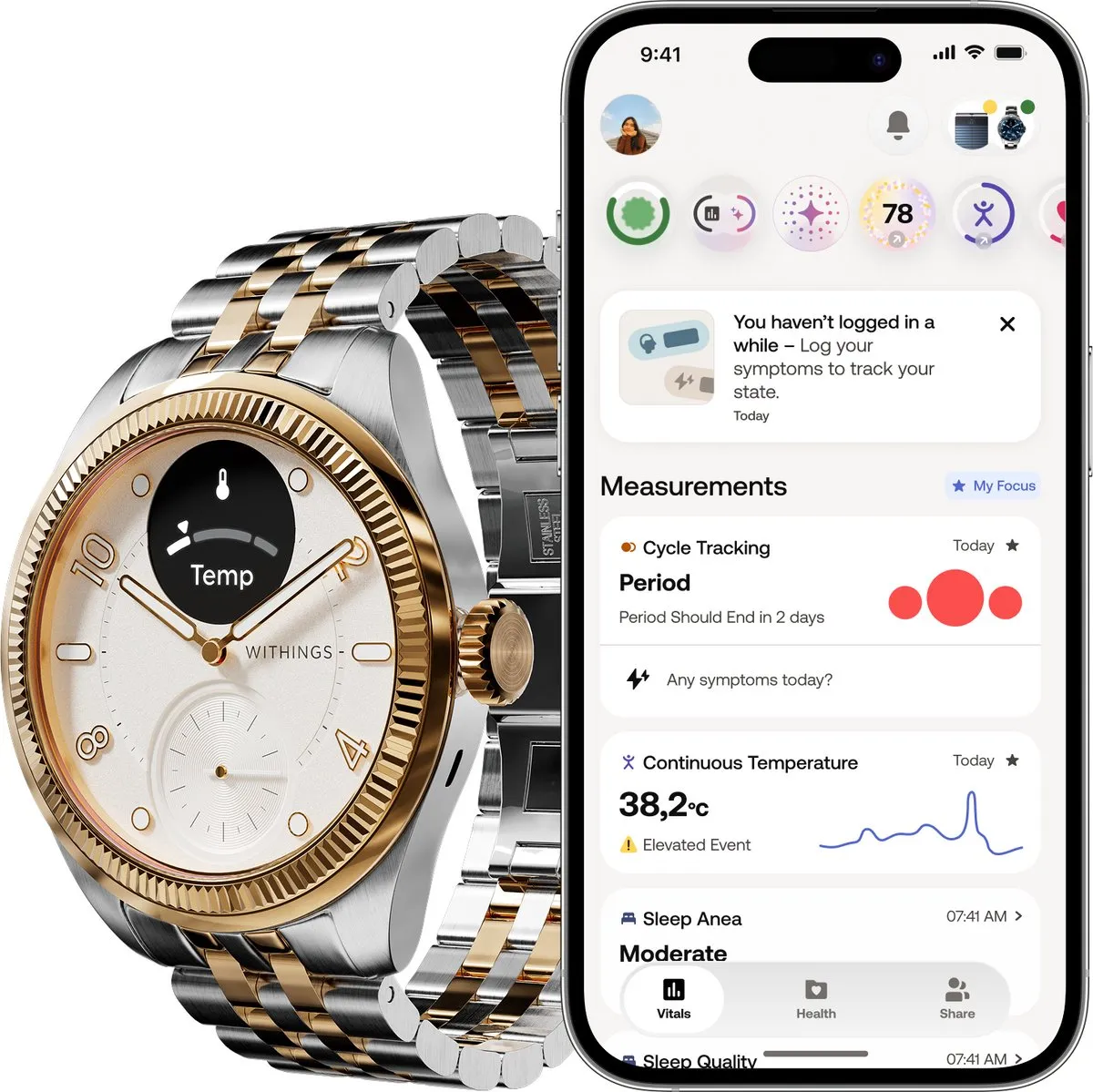Withings ScanWatch Nova Brilliant 39mm - Goud