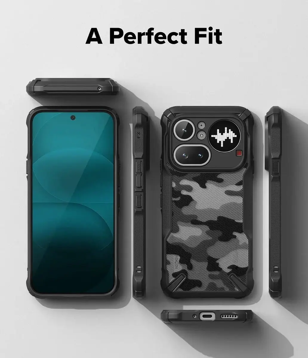 Ringke Fusion X Hoesje Nothing Phone (4a) - Camo Zwart - afbeelding 6 van 6