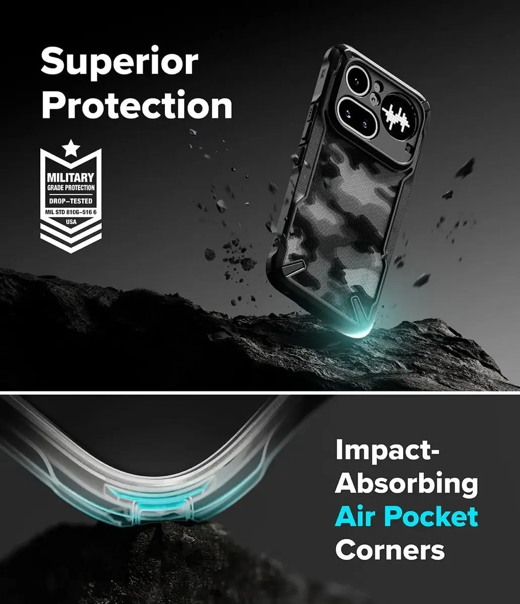 Ringke Fusion X Hoesje Nothing Phone (4a) - Camo Zwart