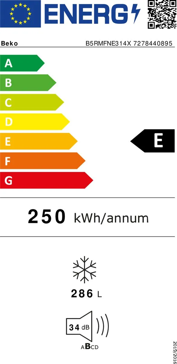 Beko B5RMFNE314X Vrieskast 286L - NoFrost - Wit