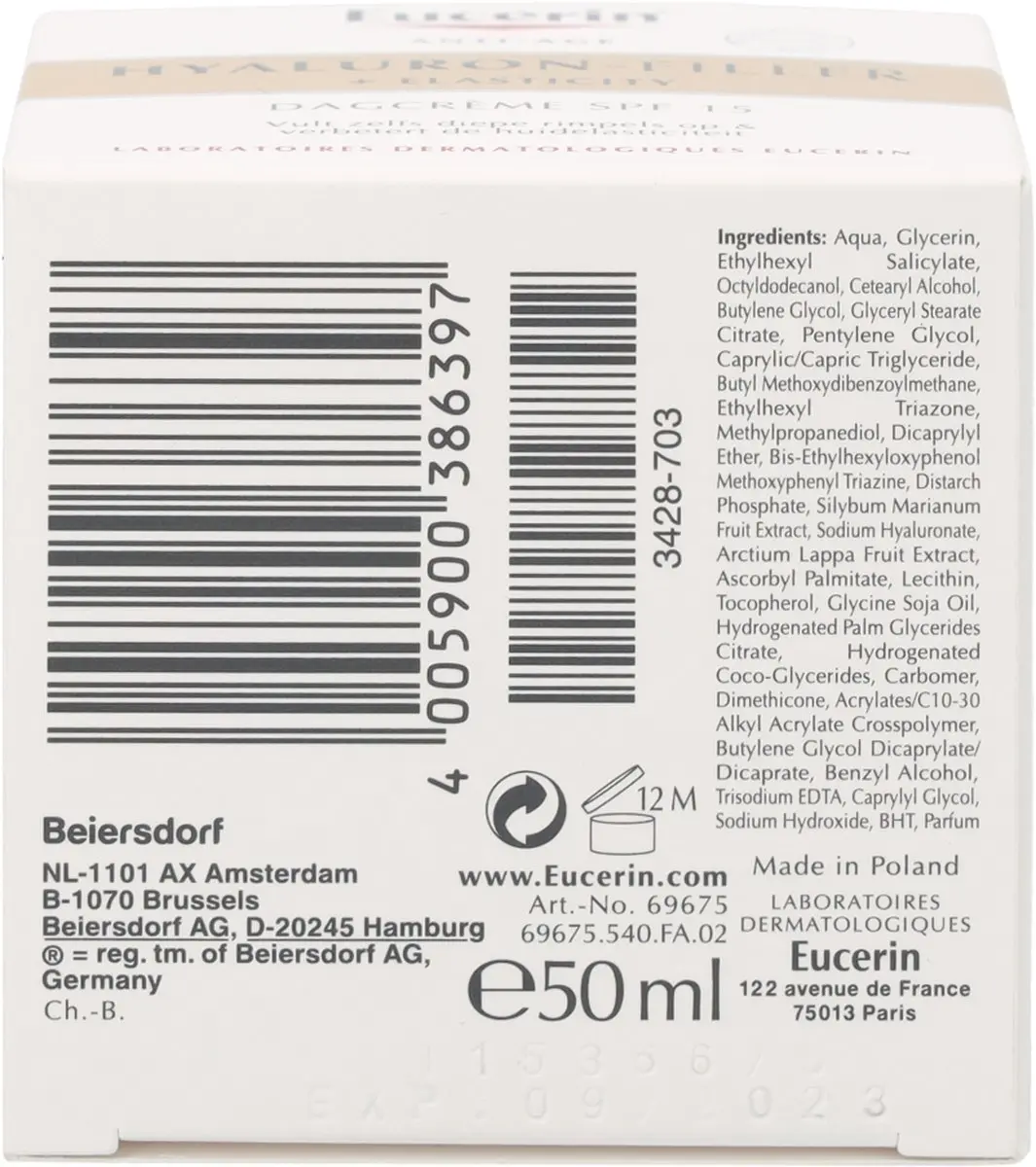 Eucerin Hyaluron-Filler Dagcrème SPF15 50ml