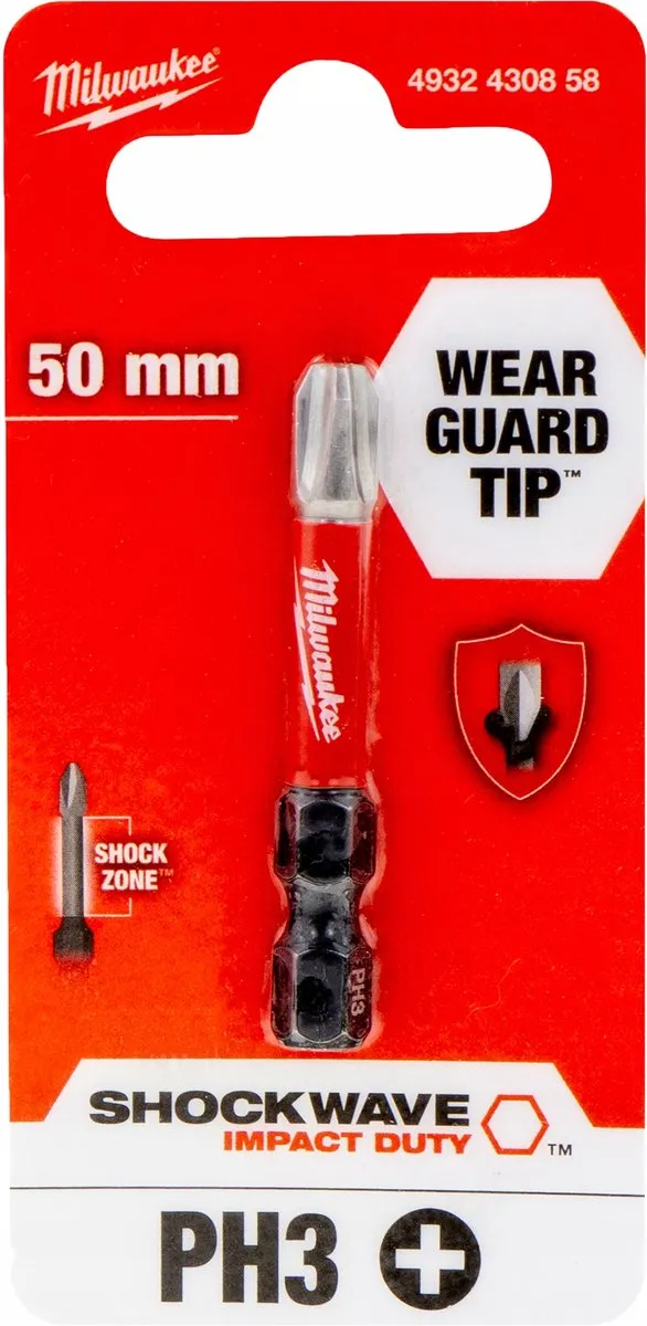 Milwaukee Shockwave PH3 Schroefbits 50mm - 1 Stuk