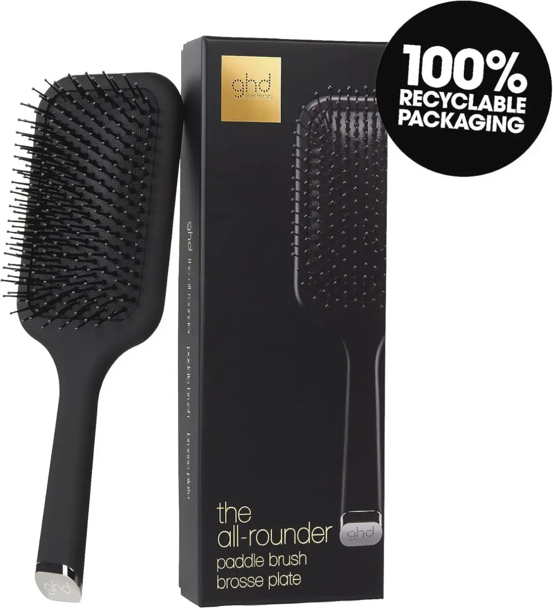 Ghd Paddleborstel Glad Haar - Zwart