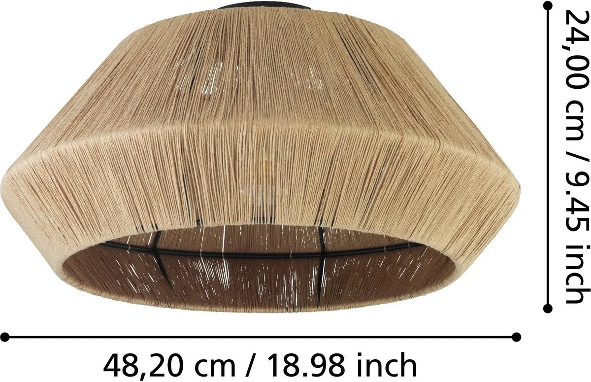 Eglo Alderney Plafondlamp E27 - Ø48cm - Zwart/Bruin - afbeelding 6 van 6